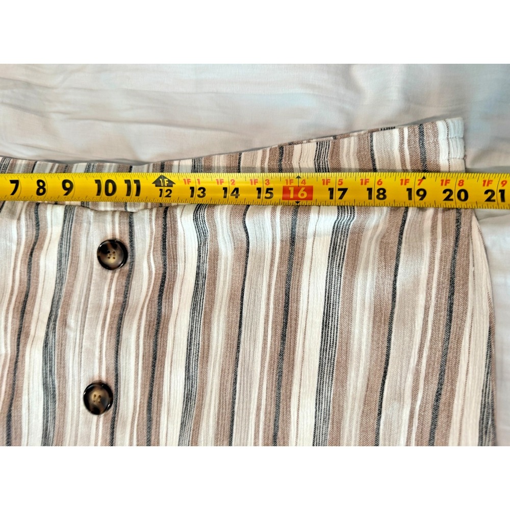 Women's XXL Rayon Gauze Maxi Skirt Lined Neutral Vertical Stripes Coastal Summer - Picture 8 of 9